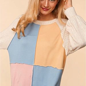 Light weight color block long sleeve